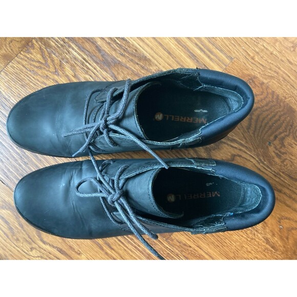 Merrell Womens Size 8 Veranda Lace Up Ankle Bootie Black Leather J42480 - Picture 9 of 11